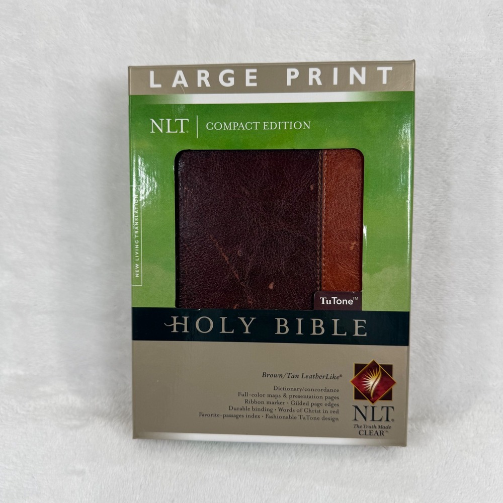 NLT Holy Bible Large‎ Print Compact Edition Brown Tan LeatherLike 9781414337593